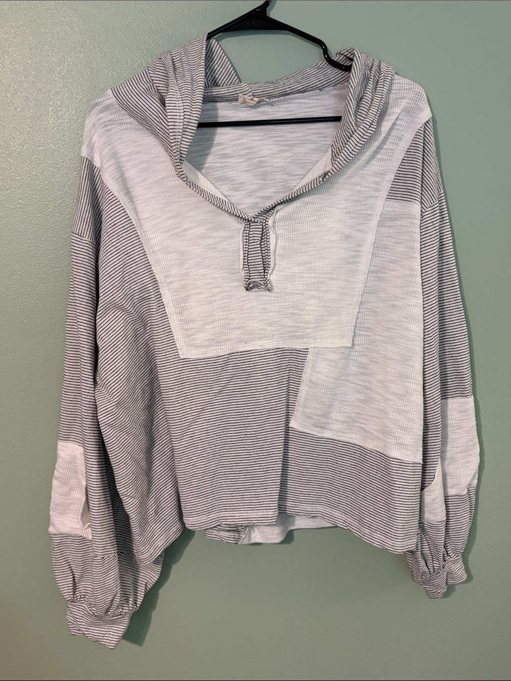 POL Light Gray & White Striped Sweater